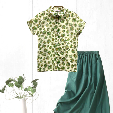 Patch Women Short Sleeve Shirt Floral Print Casual Fashion Shirt