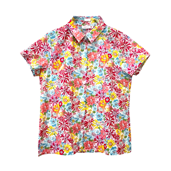 Patch Women Short Sleeve Floral Print Casual Shirt