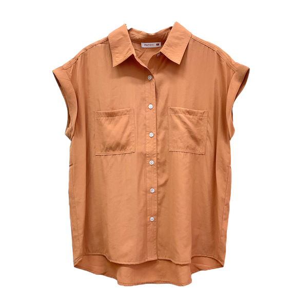Patch Women's Casual Chiffon Short Sleeve Shirt Solid Color