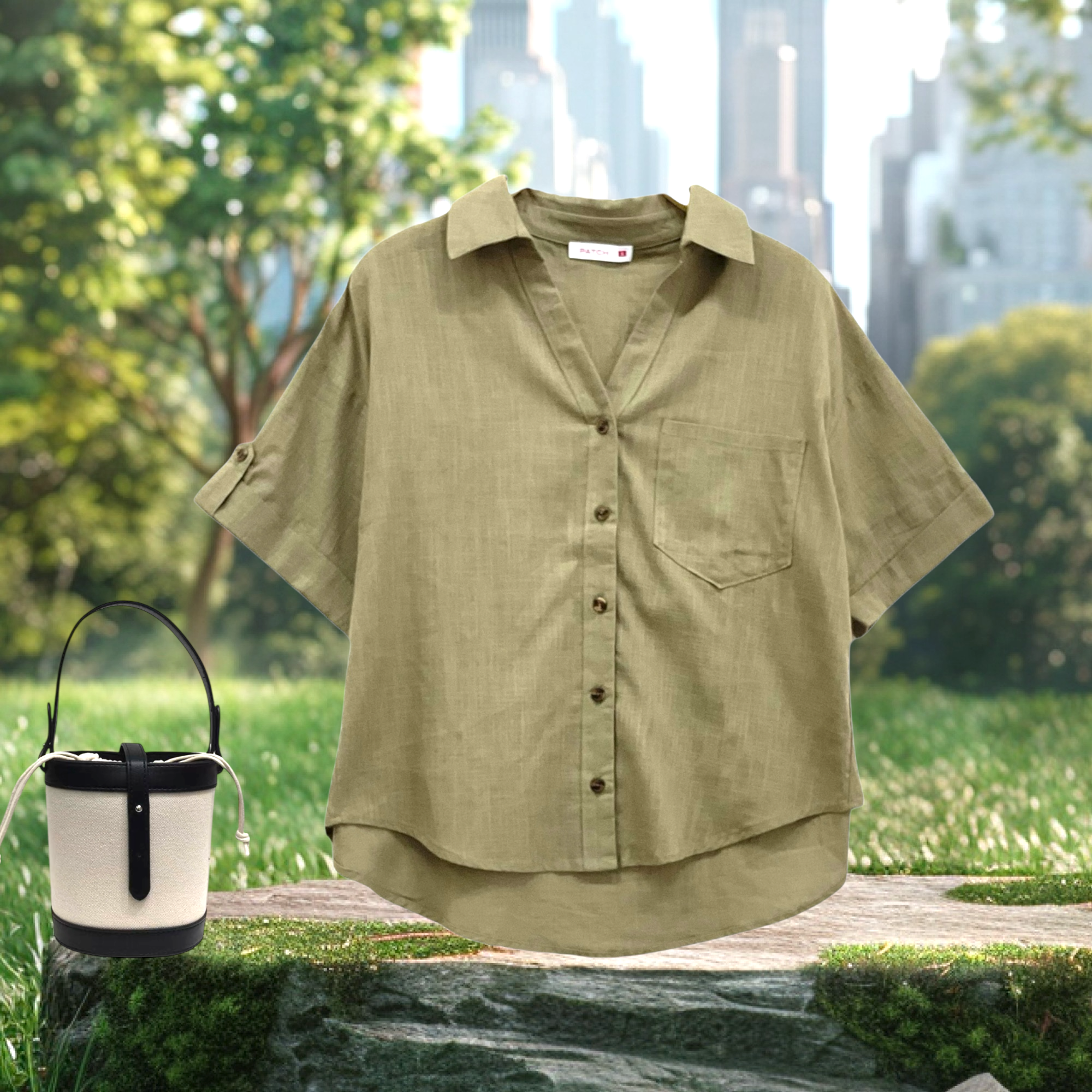 Patch Women Casual Short Sleeve Blouse
