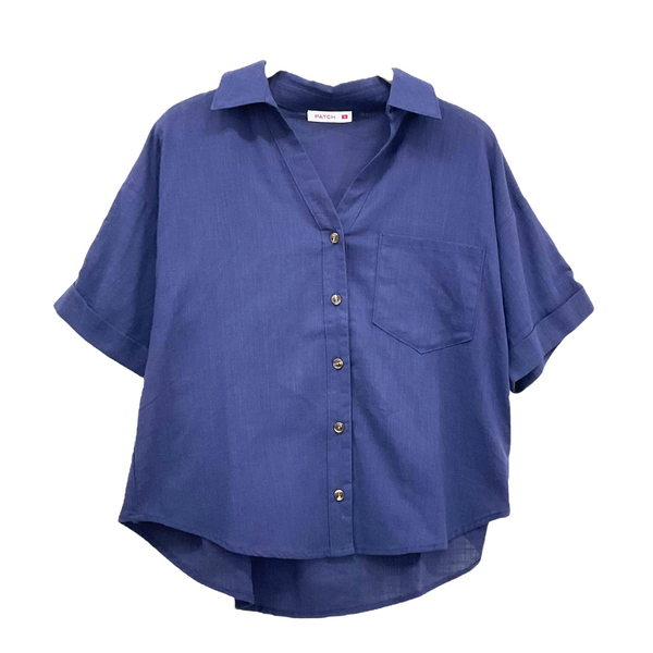 Patch Women Casual Short Sleeve Blouse