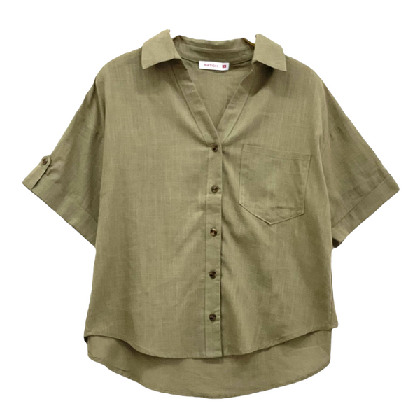 Patch Women Casual Short Sleeve Blouse