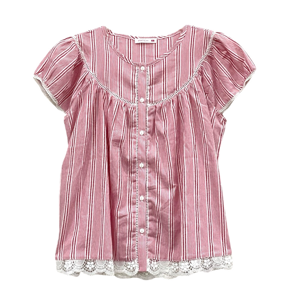 Patch Women Casual Short Sleeve Round Neck Blouse