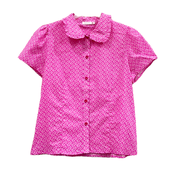 Patch Women's Casual Short Sleeve Shirt Solid Color
