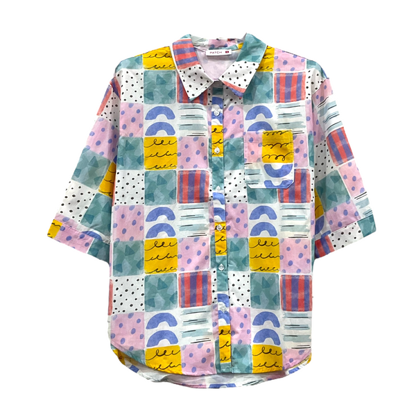Patch Women Casual Short Sleeve Blouse