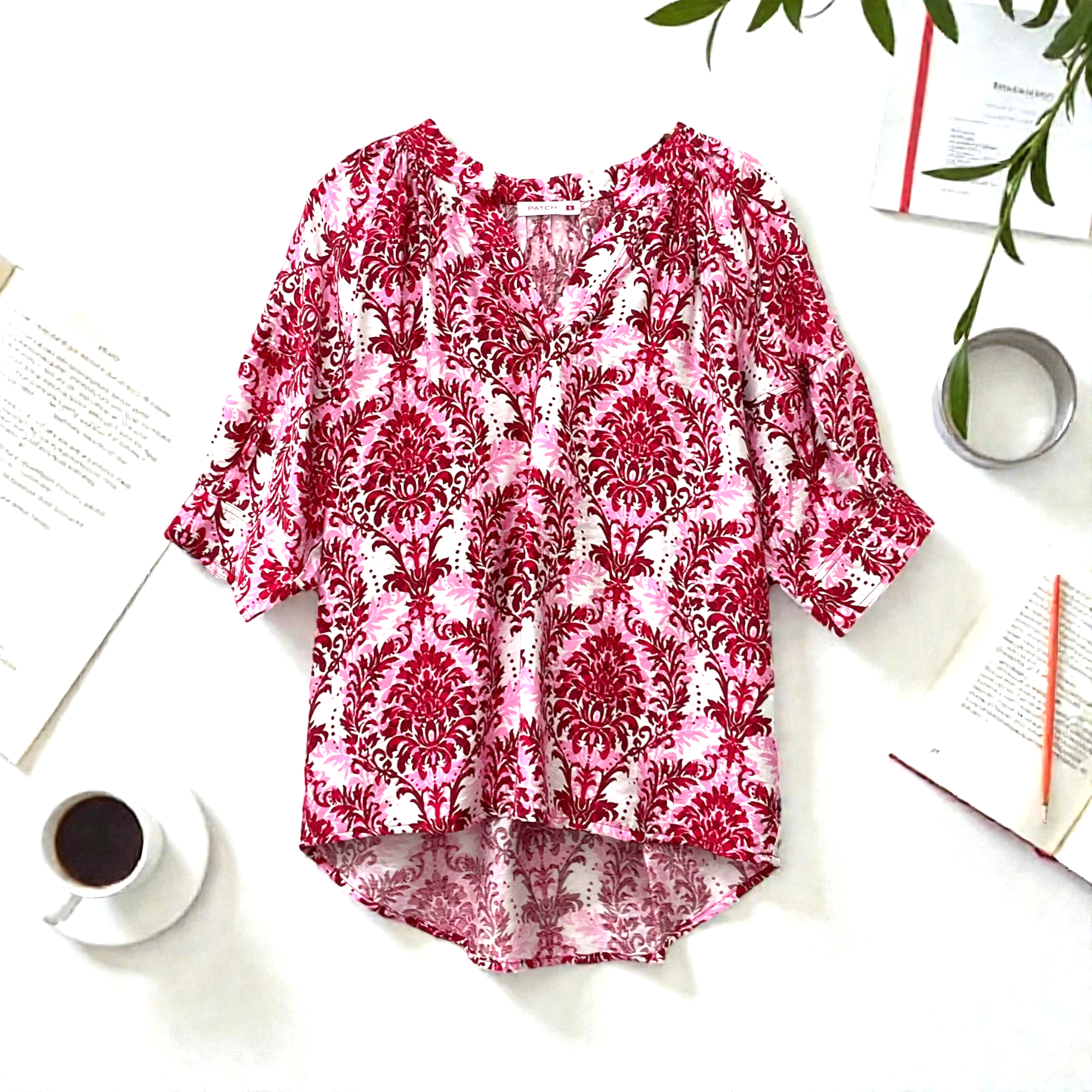 Patch Women Casual Short Sleeve V Neck Shirt