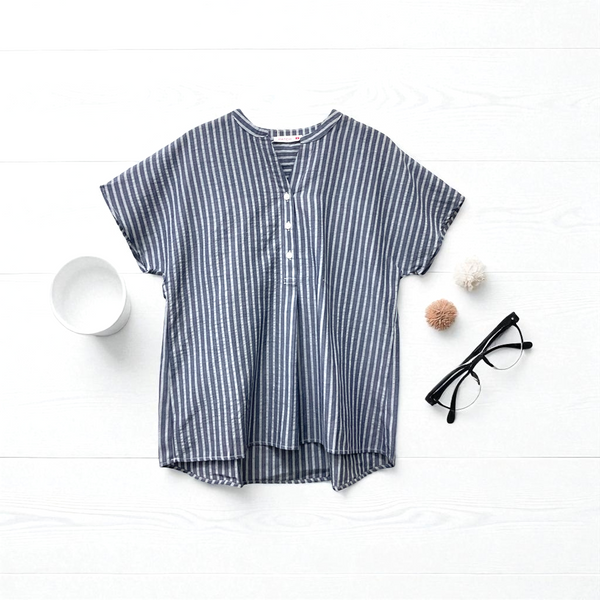 Patch Women Casual Short Sleeve Checked Shirt