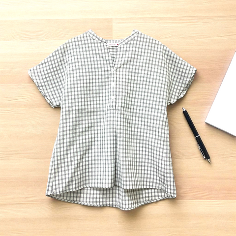Patch Women Casual Short Sleeve Checked Shirt