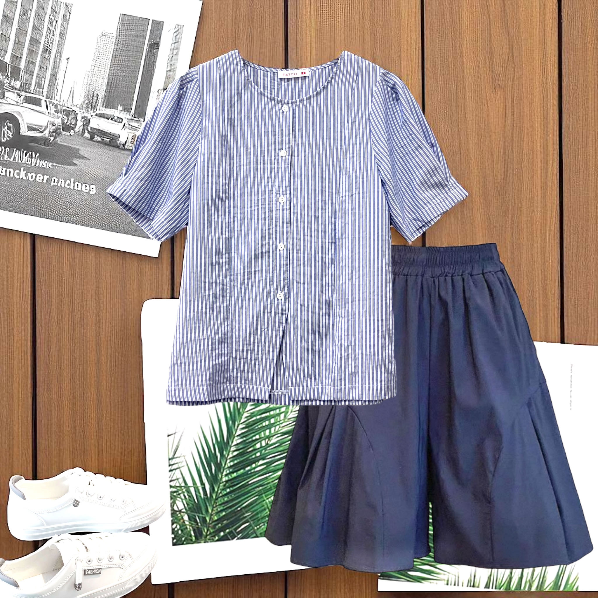 Patch Women Casual Short Sleeve Blouse