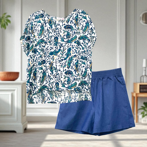 Patch Women Casual Short Sleeve Printed Blouse