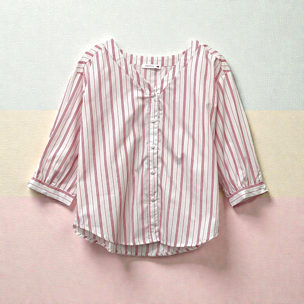 Patch Women Casual Short Sleeve V Neck Shirt