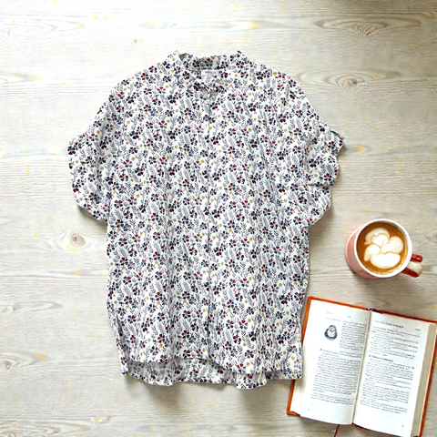 Patch Women Casual Short Sleeve Round Neck Shirt