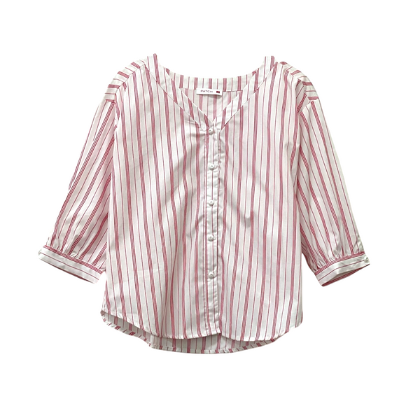 Patch Women Casual Short Sleeve V Neck Shirt