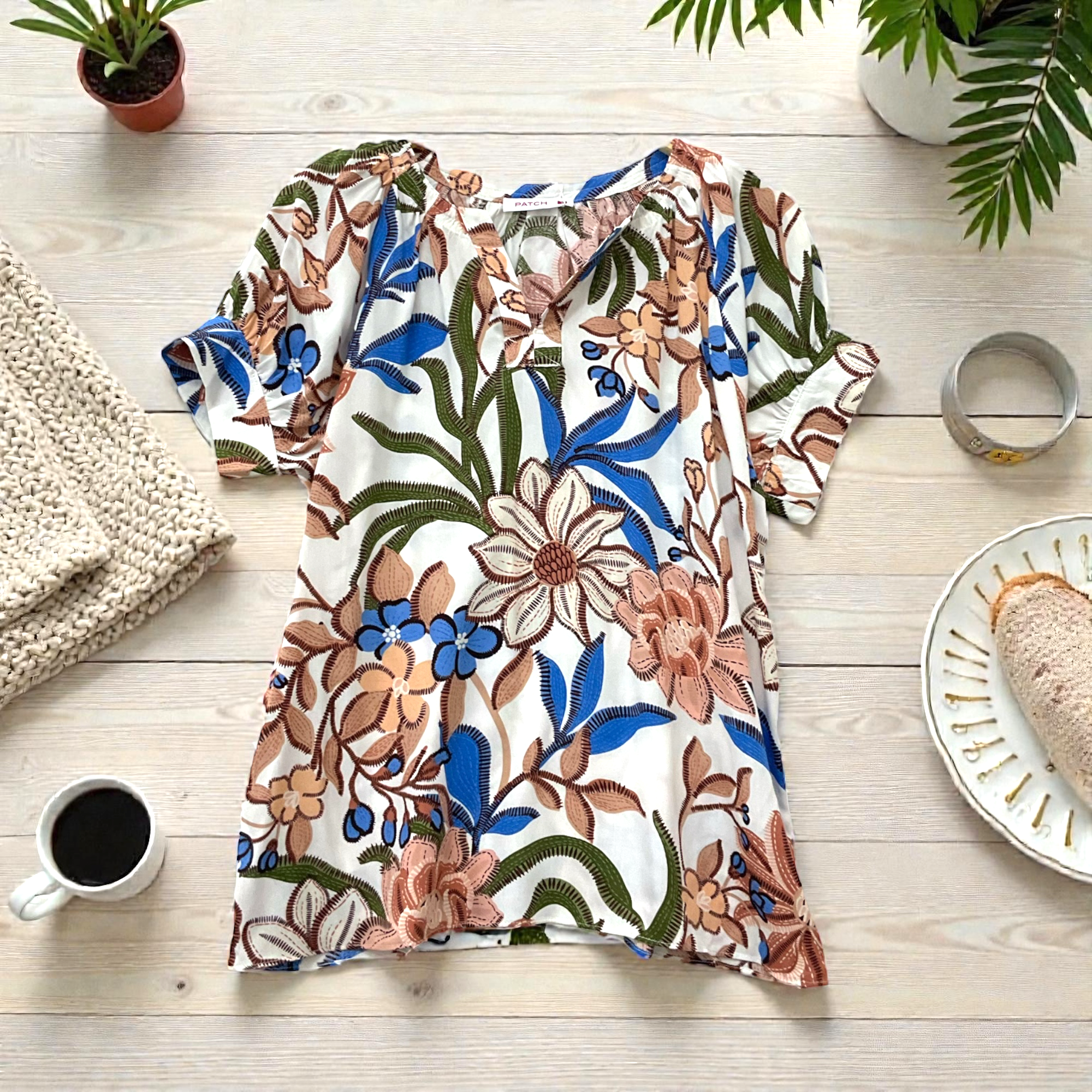 Patch Women Casual Short Sleeve V Neck Shirt