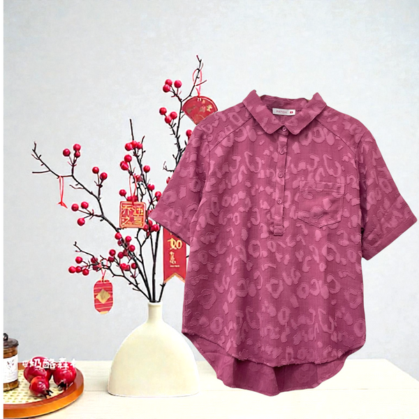 Patch Women Casual Short Sleeve Collar Shirt