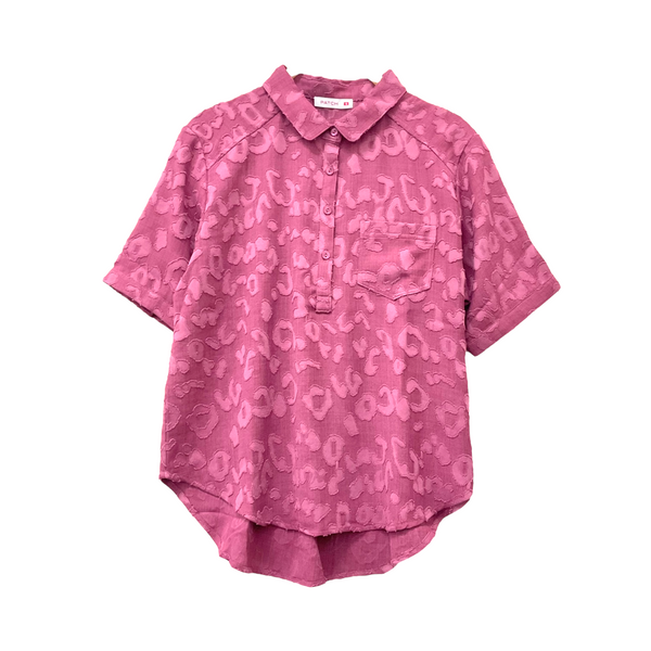 Patch Women Casual Short Sleeve Collar Shirt