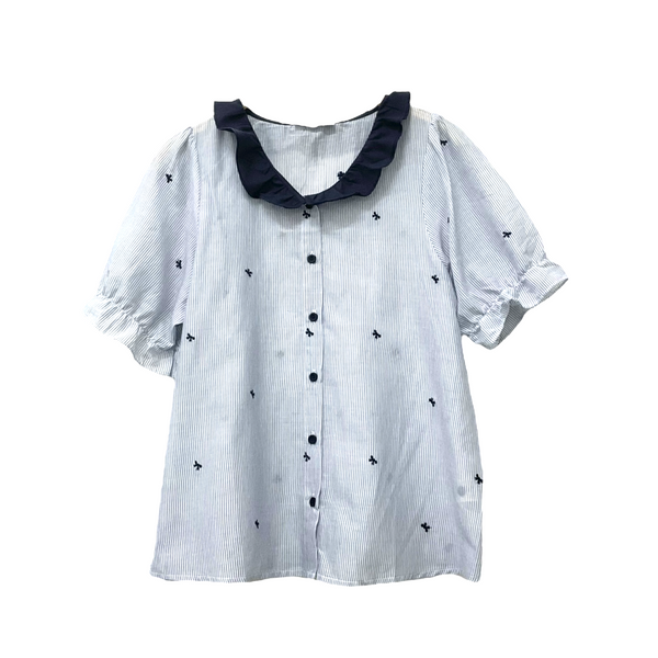 Patch Women Casual Short Sleeve Blouse