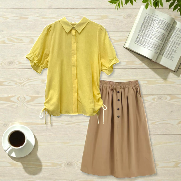 Patch Women Casual Short Sleeve Collar Shirt