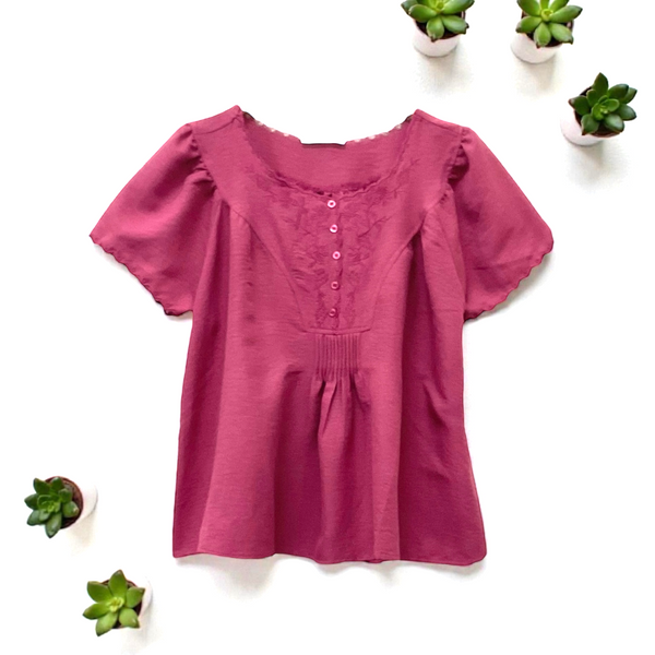 Patch Women Casual Short Sleeve Round Neck Blouse