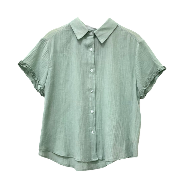 Patch Women Casual Short Sleeve Collar Shirt