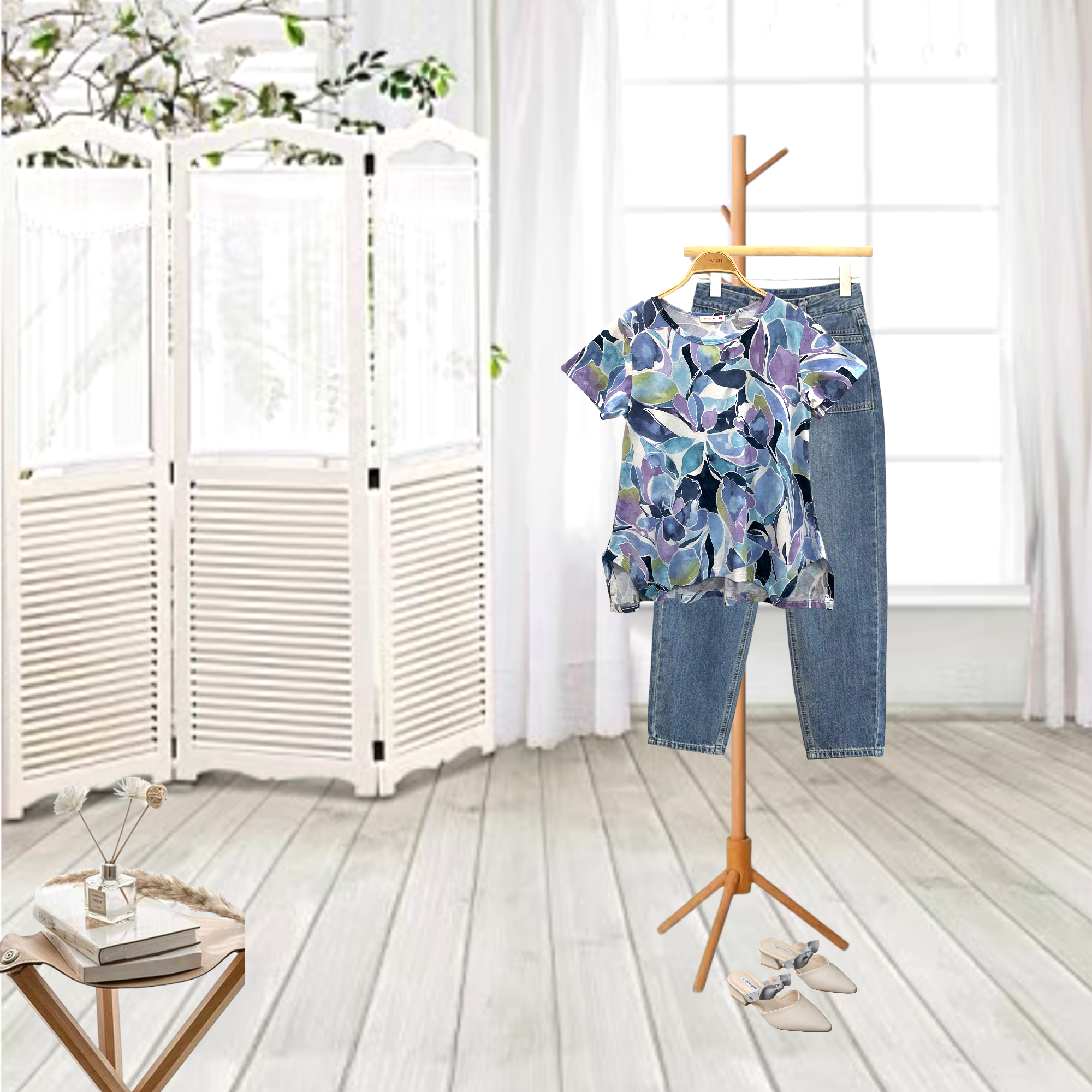 Ladies Short Sleeve Floral T-Shirt