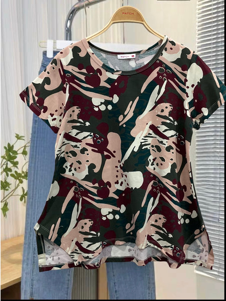 Ladies Short Sleeve Floral T-Shirt