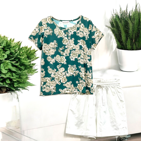 Patch Women Rayon Floral Printed Short Sleeve Round Neck Top