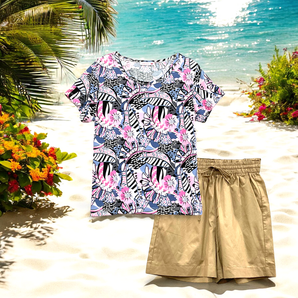 Patch Women Rayon Floral Printed Short Sleeve Round Neck Top