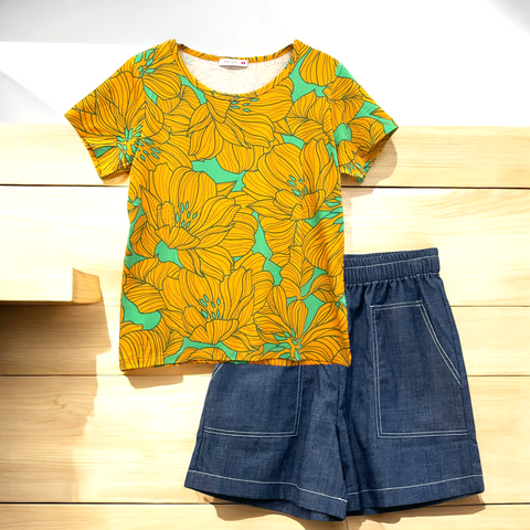 Patch Women Rayon Floral Printed Short Sleeve Round Neck Top