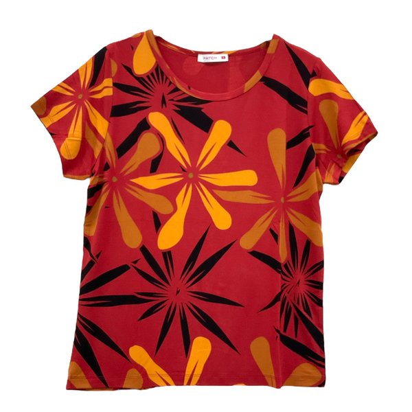 Patch Women Rayon Floral Printed Short Sleeve Round Neck Top