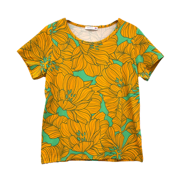 Patch Women Rayon Floral Printed Short Sleeve Round Neck Top