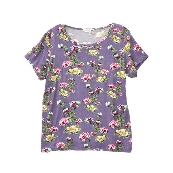 Patch Women Rayon Floral Printed Short Sleeve Round Neck Top