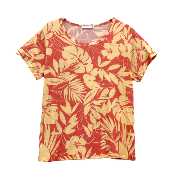Patch Women Rayon Floral Printed Short Sleeve Round Neck Top
