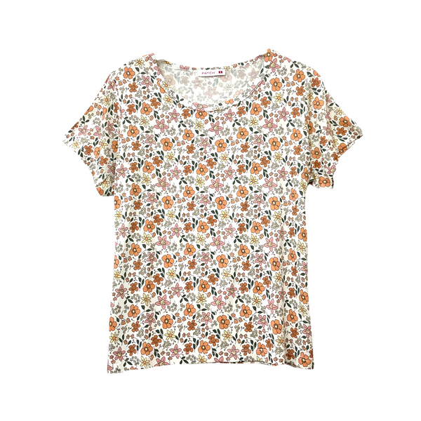 Patch Women Rayon Floral Printed Short Sleeve Round Neck Top