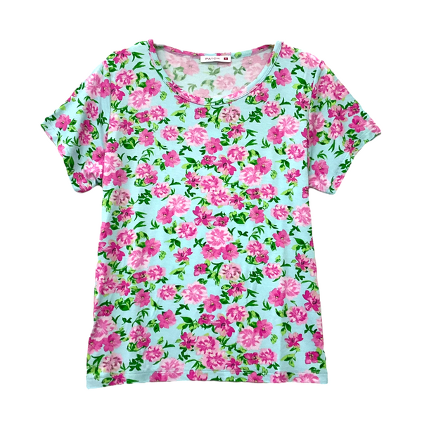 Patch Women Rayon Floral Printed Short Sleeve Round Neck Top