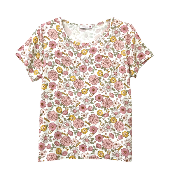 Patch Women Rayon Floral Printed Short Sleeve Round Neck Top