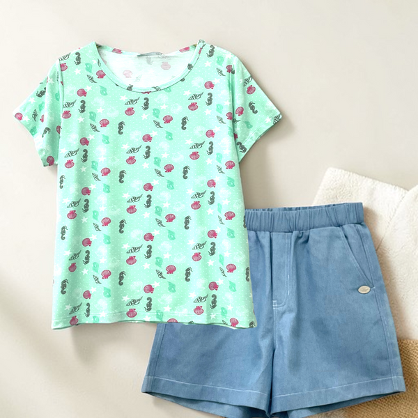 Patch Women Rayon Floral Printed Short Sleeve Round Neck Top