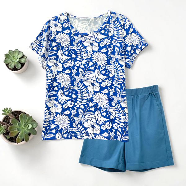 Patch Women Rayon Floral Printed Short Sleeve Round Neck Top