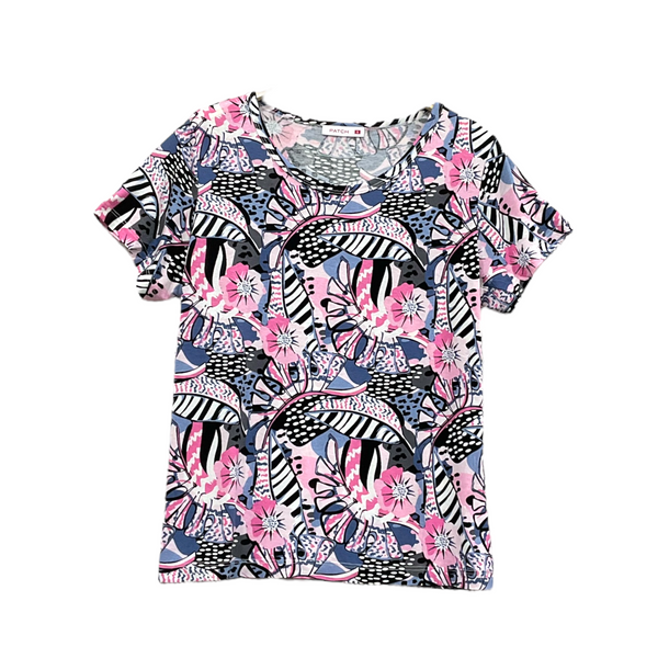 Patch Women Rayon Floral Printed Short Sleeve Round Neck Top