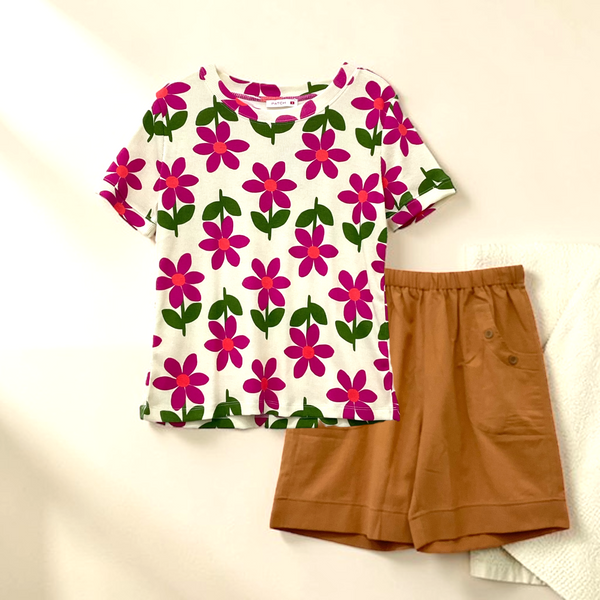 Patch Women Clothes Casual Floral Printed Short Sleeve T-Shirt