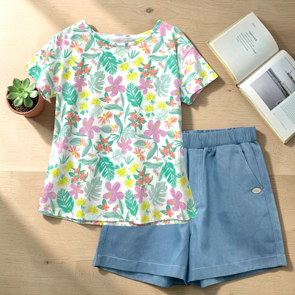 Patch Women Cotton Short Sleeve Printed T-Shirt