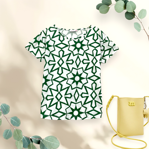 Patch Women Cotton Short Sleeve Printed T-Shirt