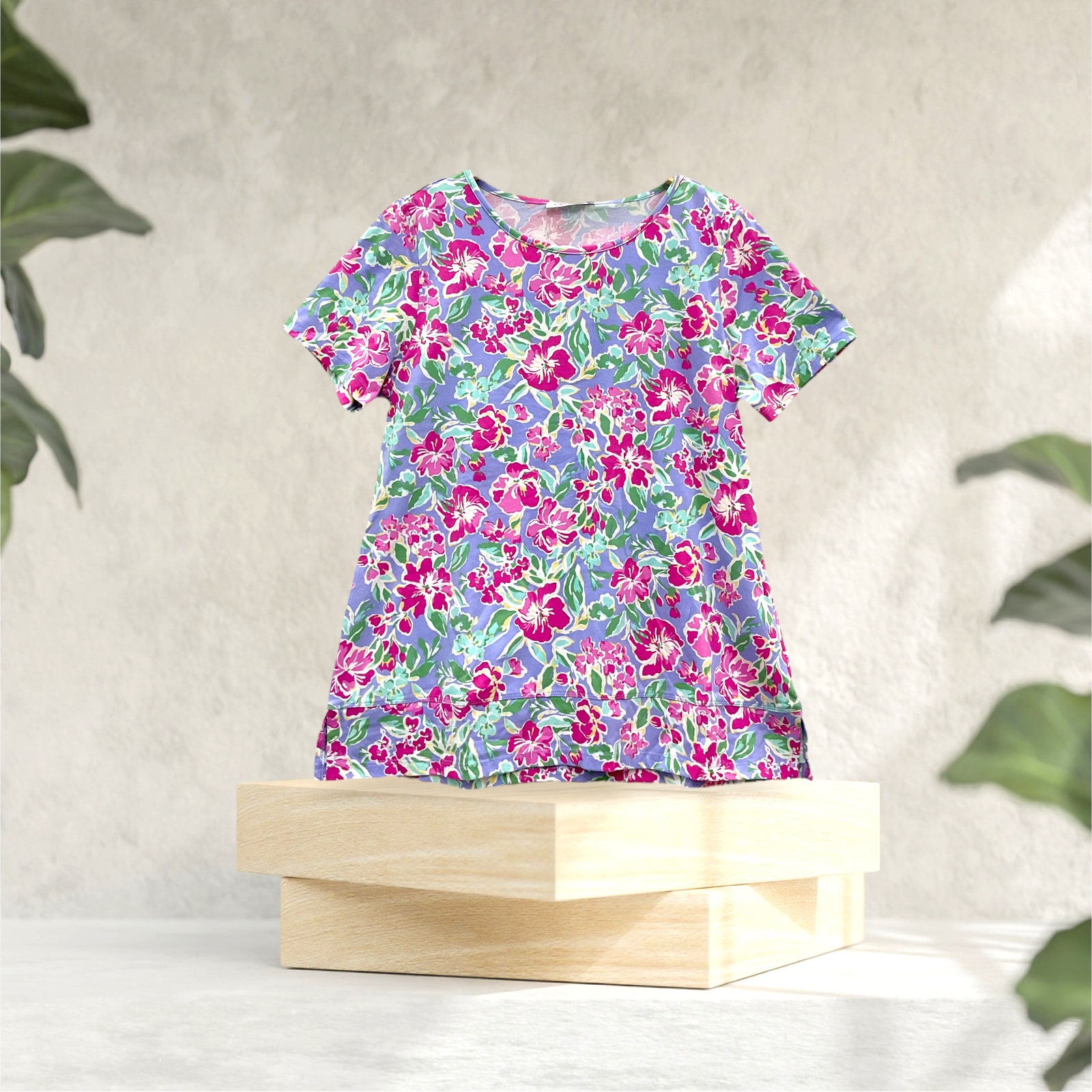 Patch Women Lycra Floral Printed Short Sleeve Round Neck Top