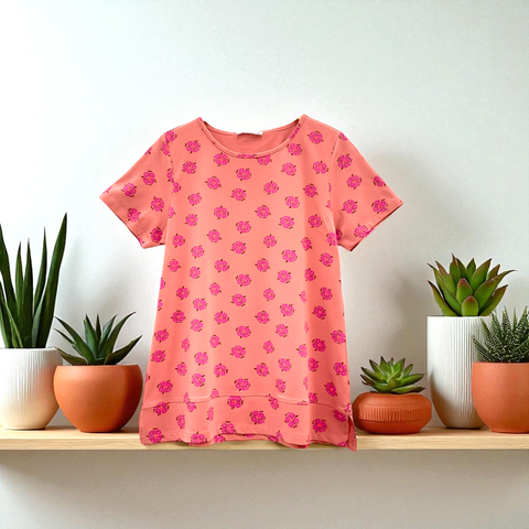 Patch Women Lycra Floral Printed Short Sleeve Round Neck Top