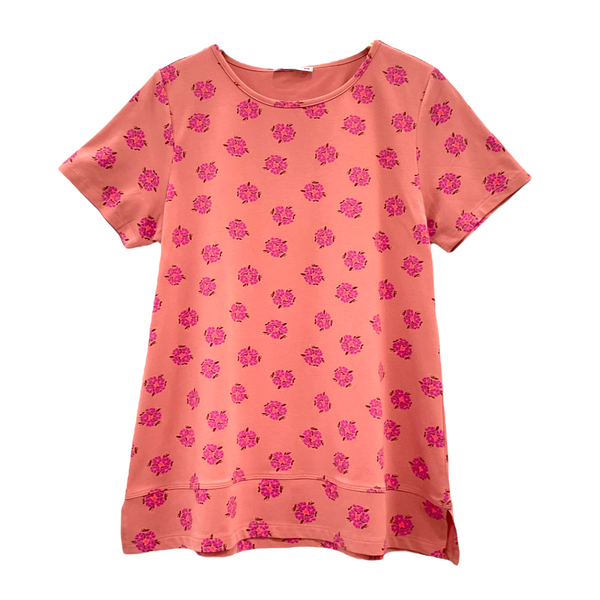 Patch Women Lycra Floral Printed Short Sleeve Round Neck Top