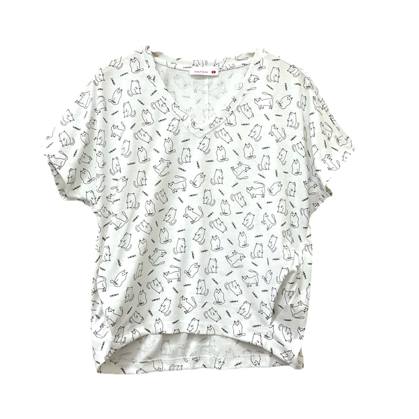 Patch Women Clothes Casual Short Sleeve V Neck Printed T-Shirt