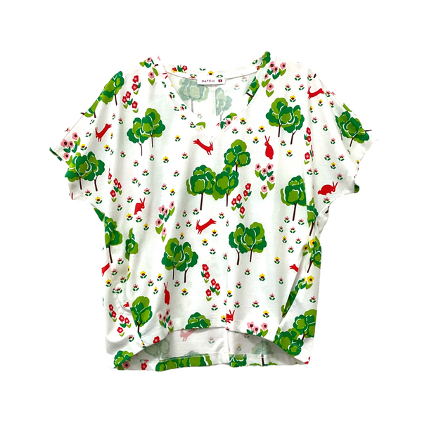 Patch Women Clothes Casual Short Sleeve V Neck Printed T-Shirt