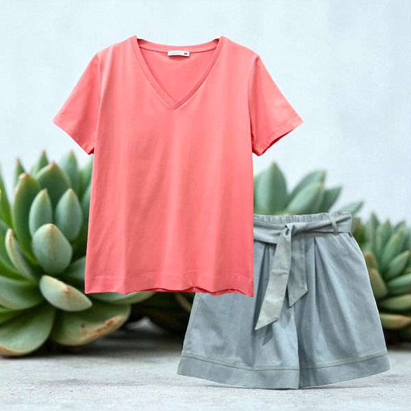 Patch Women Clothes Casual Short Sleeve V Neck T-Shirt