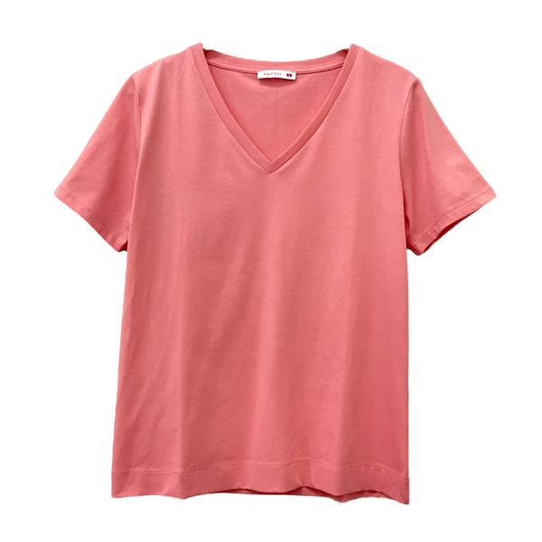 Patch Women Clothes Casual Short Sleeve V Neck T-Shirt