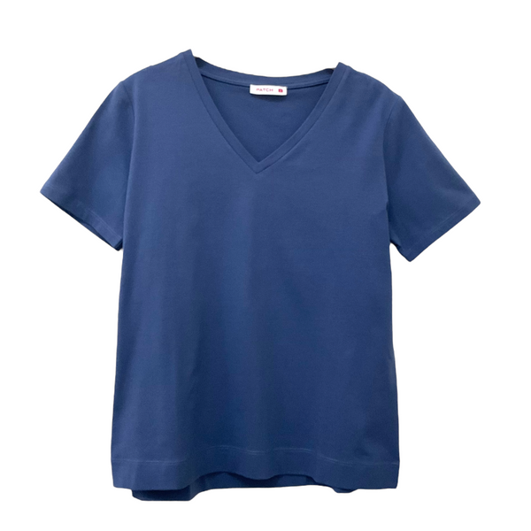 Patch Women Clothes Casual Short Sleeve V Neck T-Shirt